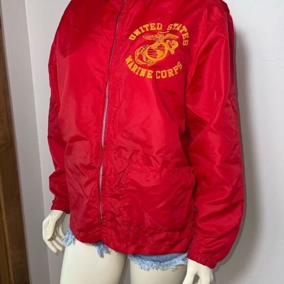 Vintage Marine Corp Jacket Medium 70s Artex USMC Red Military Lightweight Nylon - Picture 2 of 16
